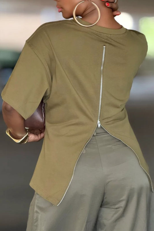 Women's Zippered Waist Top