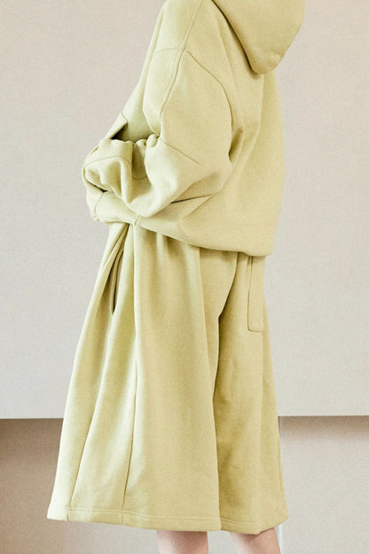 Yellow Hooded Sweatshirt & Wide-Leg Pants Set