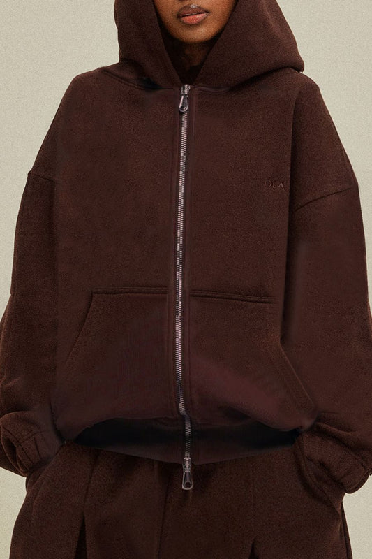Espresso Loose Hooded Sportswear Set