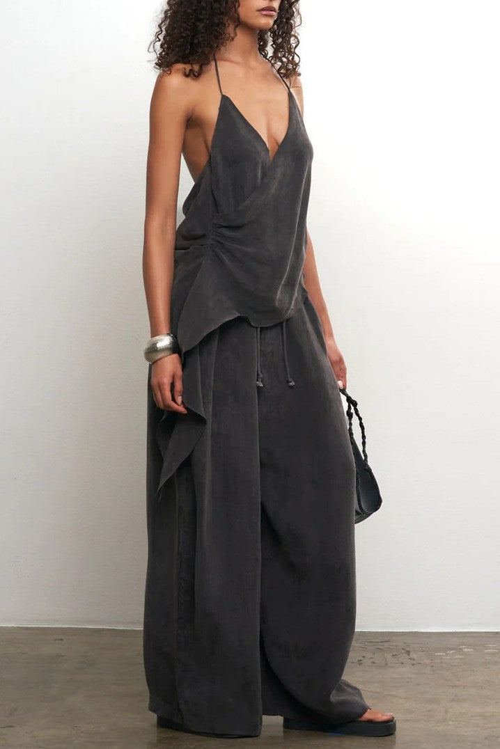 Cupro Draped Set -Top & Wide Leg Pant