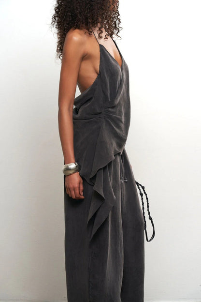 Cupro Draped Set -Top & Wide Leg Pant