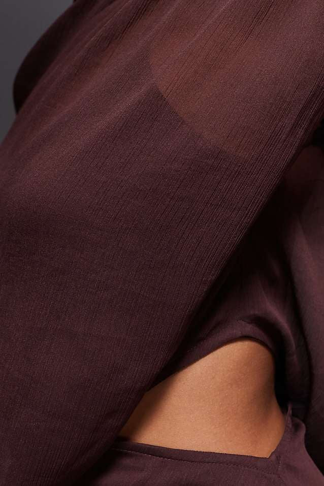 Asymmetric Mini Dress With Cut Out In Chocolate
