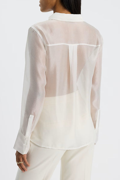 Sheer Crepe Double Pocket Relaxed Shirt