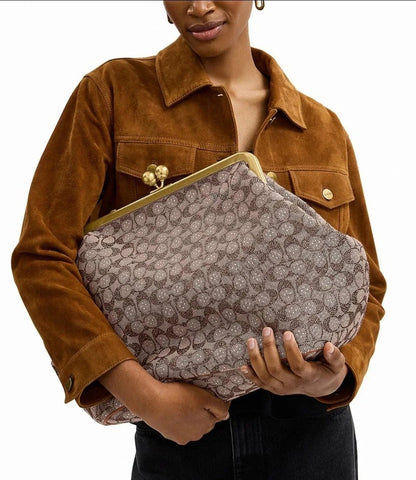 Women's Frame Crystal Jacquard Kisslock Bag
