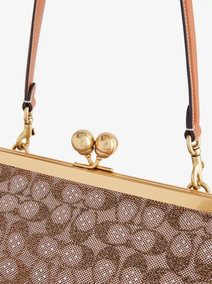 Women's Frame Crystal Jacquard Kisslock Bag