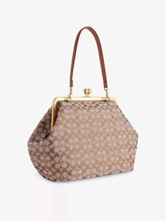 Women's Frame Crystal Jacquard Kisslock Bag