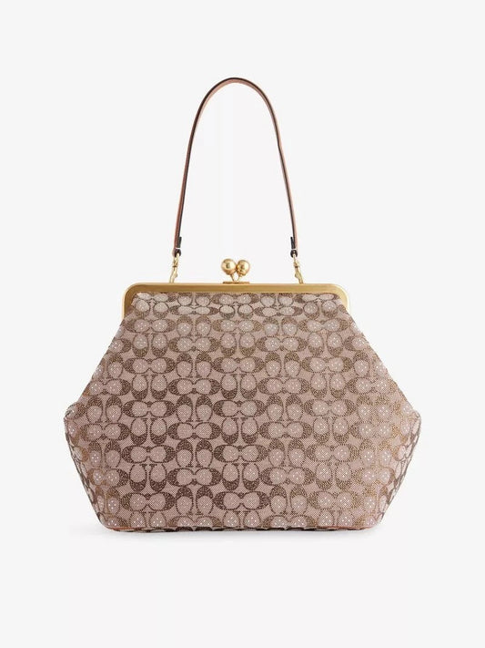 Women's Frame Crystal Jacquard Kisslock Bag