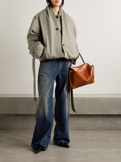 Oversized cropped cotton-gabardine trench coat