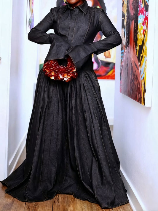 Stylish Long - length Denim Maxi Dress
