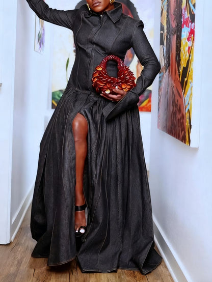 Stylish Long - length Denim Maxi Dress