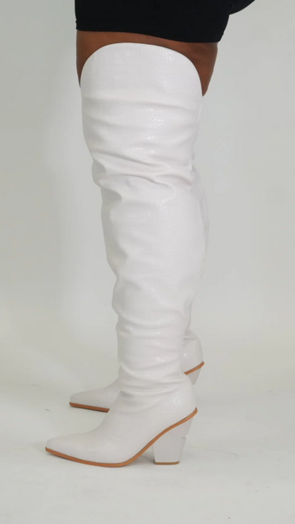 Wide Calf Thigh High Cowgirl Boots