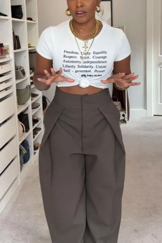 Wool-blend Loose-fitting Pleated Trousers