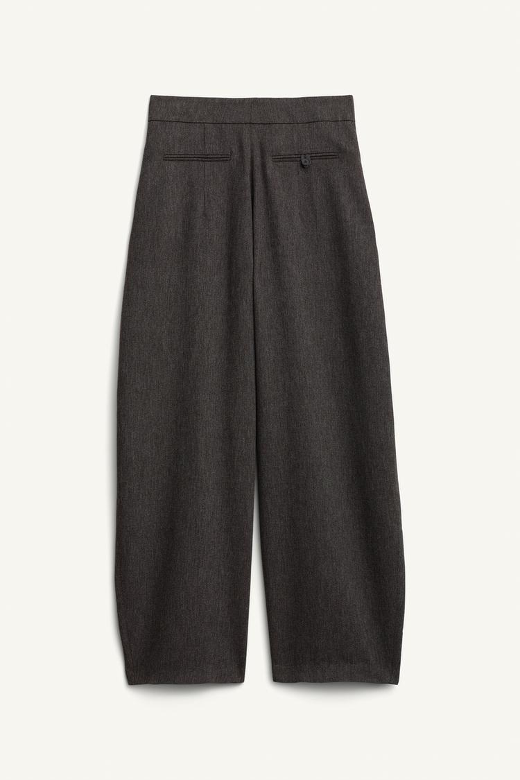 Wool-blend Loose-fitting Pleated Trousers
