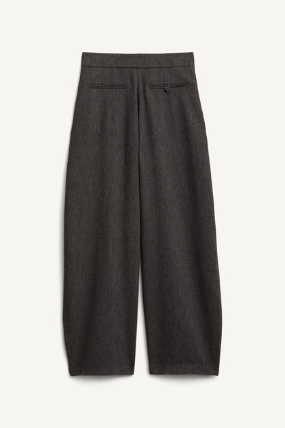 Wool-blend Loose-fitting Pleated Trousers
