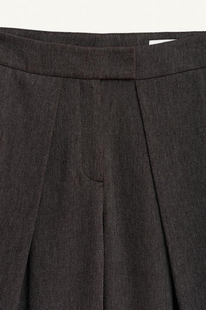Wool-blend Loose-fitting Pleated Trousers