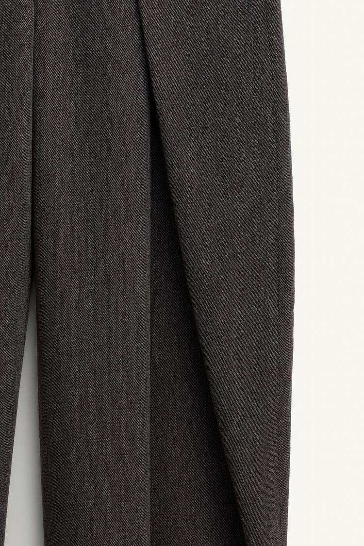 Wool-blend Loose-fitting Pleated Trousers