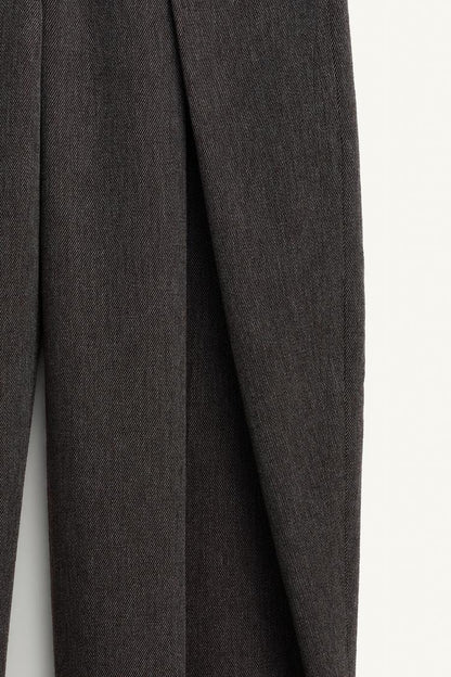 Wool-blend Loose-fitting Pleated Trousers