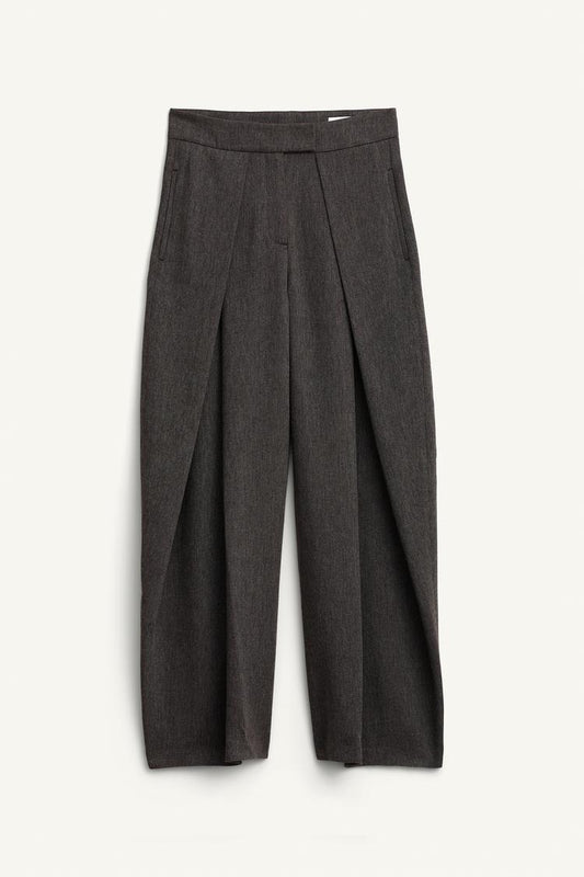 Wool-blend Loose-fitting Pleated Trousers