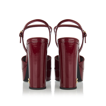 Patent Leather Block-Heel Platform Sandals