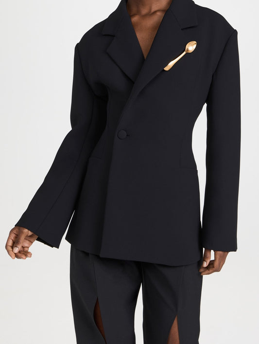 Scoop Embellished Backless Blazer