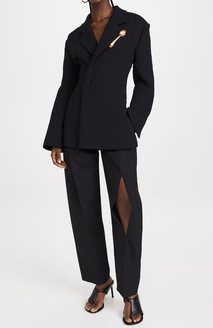 Scoop Embellished Backless Blazer