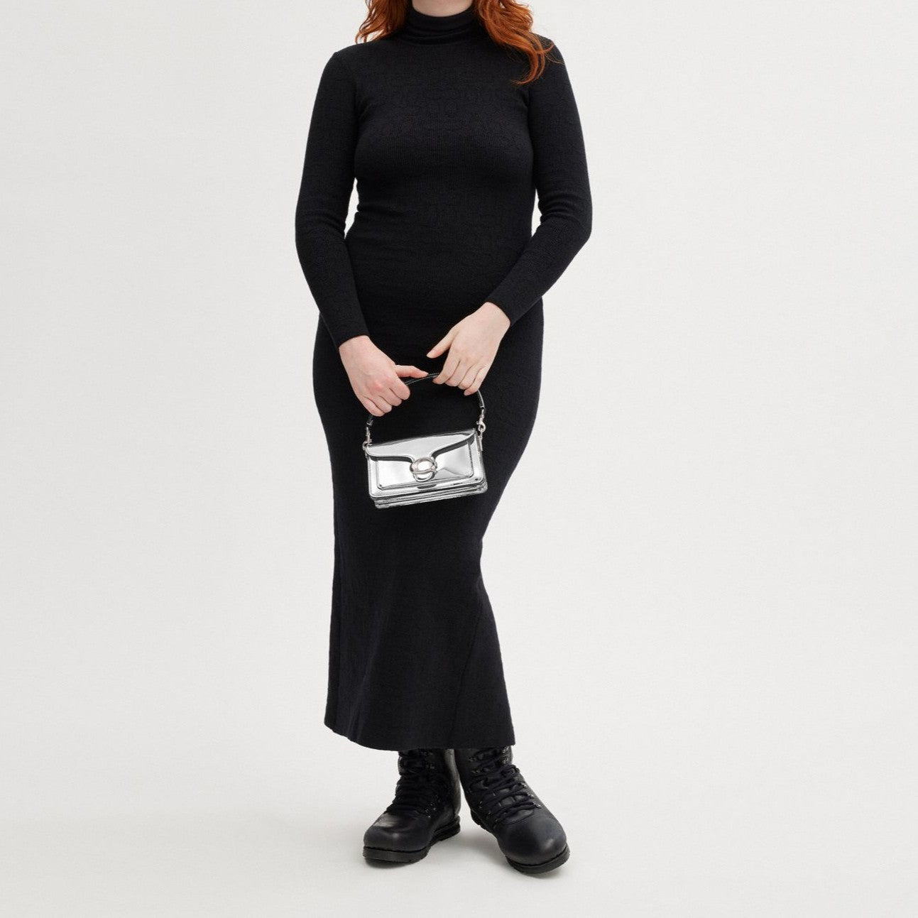 Silver Rigid Accordion Shoulder Bag