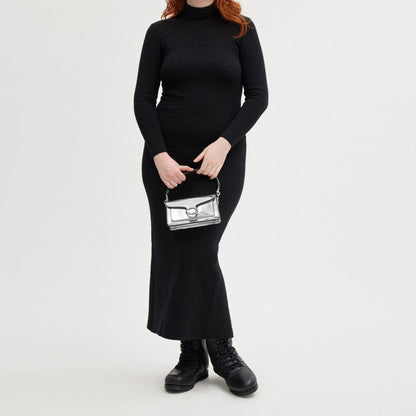 Silver Rigid Accordion Shoulder Bag