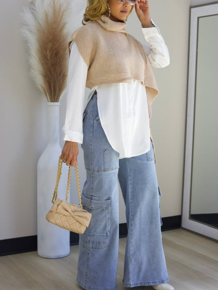 Irregular Knitted Oversized Cropped Cape