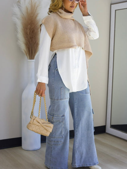 Irregular Knitted Oversized Cropped Cape