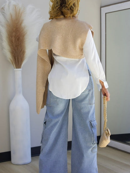 Irregular Knitted Oversized Cropped Cape