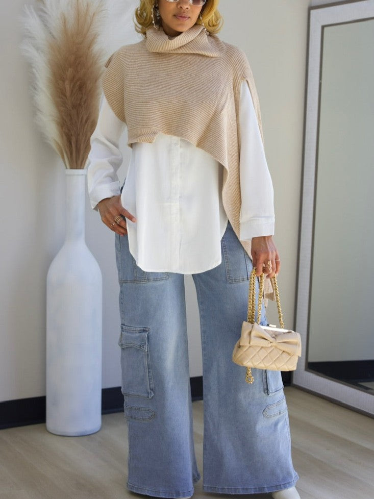 Irregular Knitted Oversized Cropped Cape