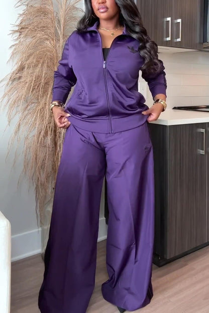 Classic Loose Track Top Wide-leg Set