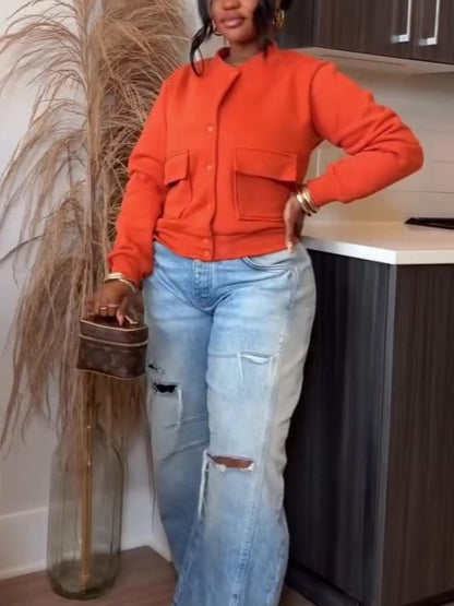 Women Cropped Bomber Jacket