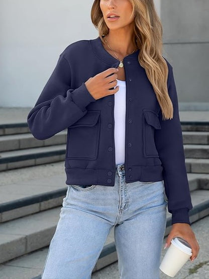 Women Cropped Bomber Jacket