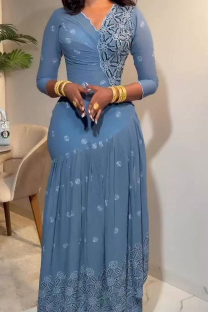 Exquisite hand-embroidered maxi dress