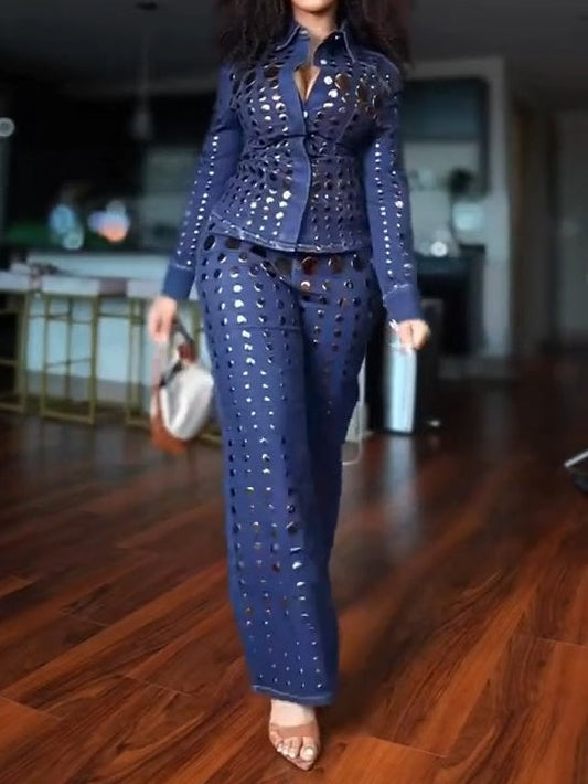Studs Everywhere Relaxed Denim Suits
