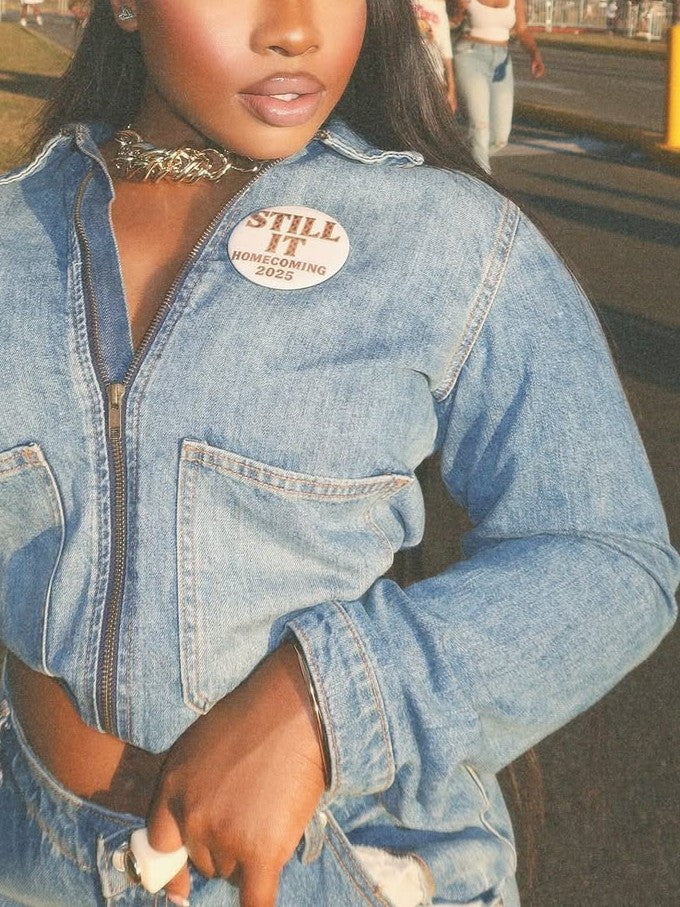 Light Blue Cropped Denim Jacket and Shorts Set