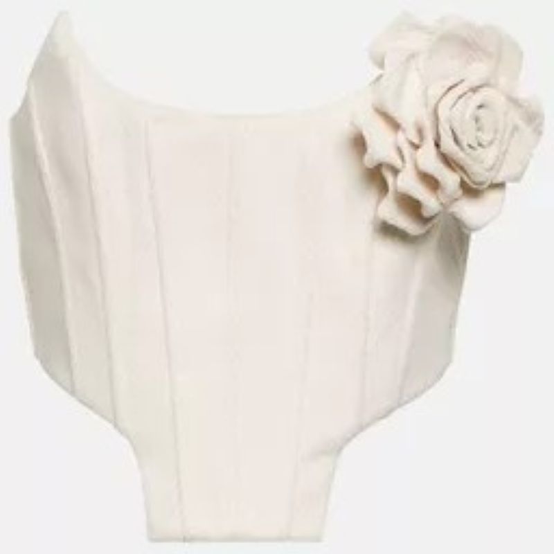 Floral Applique Bustier and Wide-leg Pants Set
