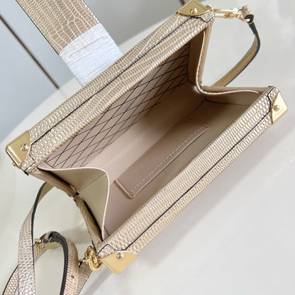 Embossed Calfskin Mini Box-shaped Crossbody Bag
