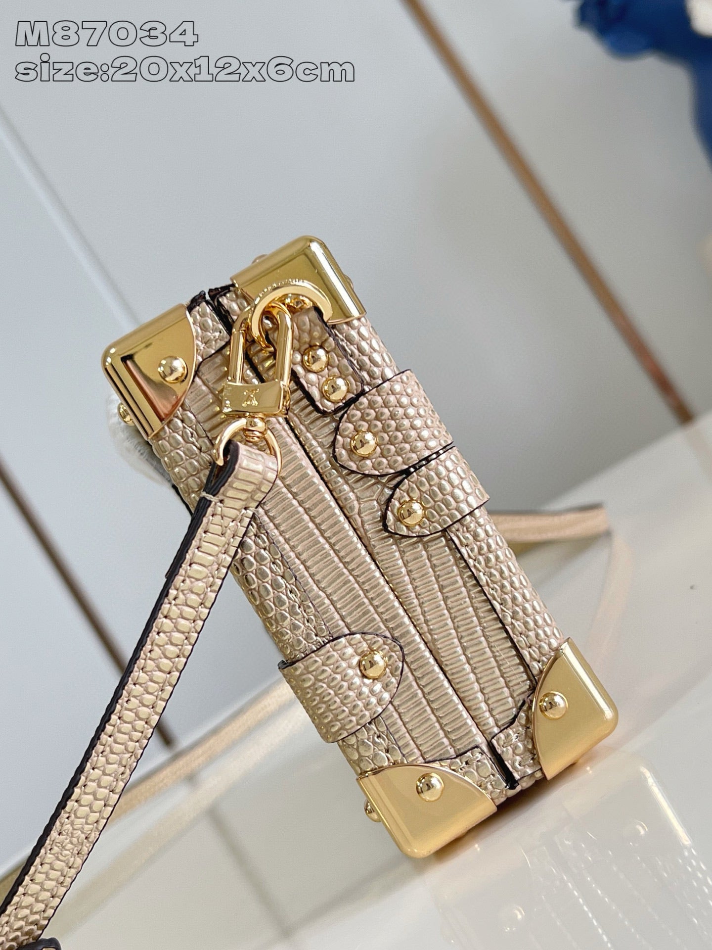 Embossed Calfskin Mini Box-shaped Crossbody Bag