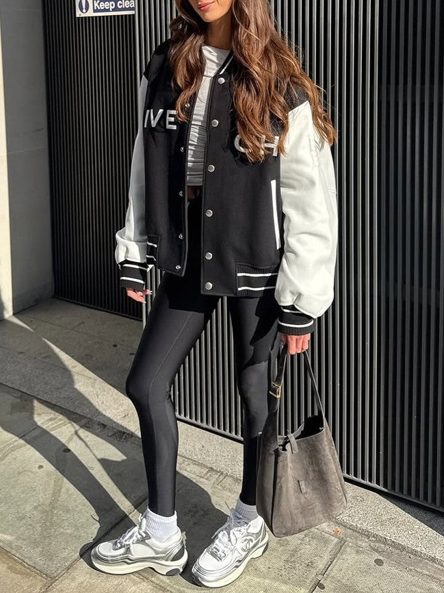 Classic Black and White Baseball Jacket