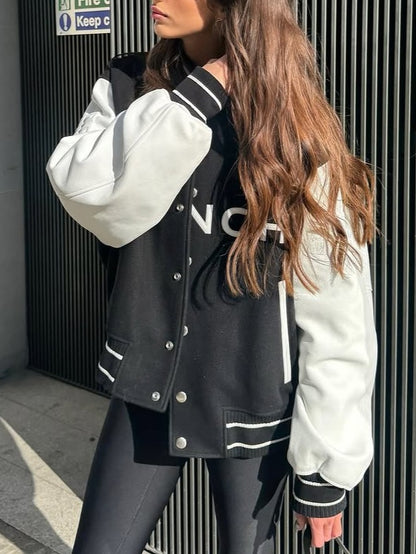Classic Black and White Baseball Jacket