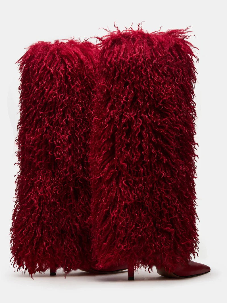 Faux Fur High-heeled Over-the-knee Boots