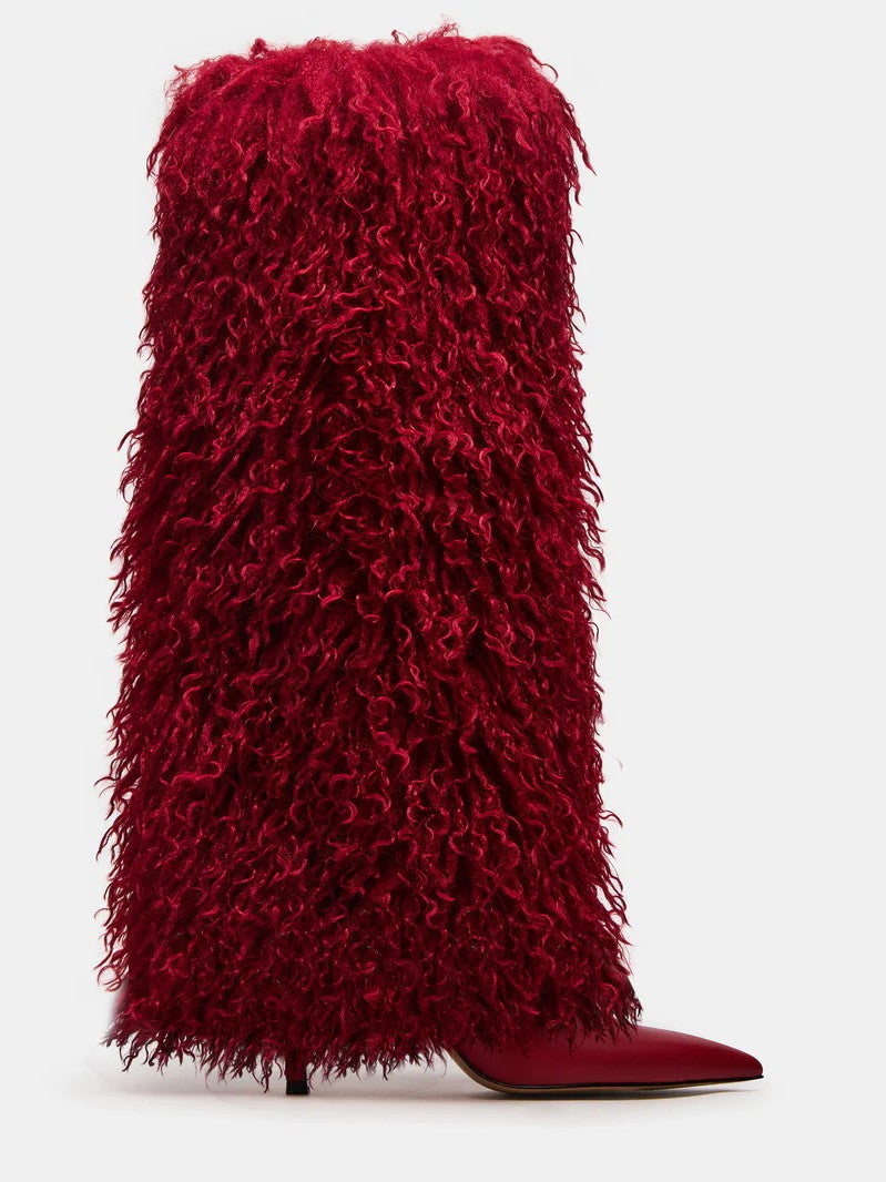 Faux Fur High-heeled Over-the-knee Boots