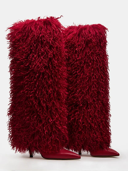 Faux Fur High-heeled Over-the-knee Boots
