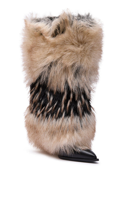 Multi Faux Fur Stiletto Boots