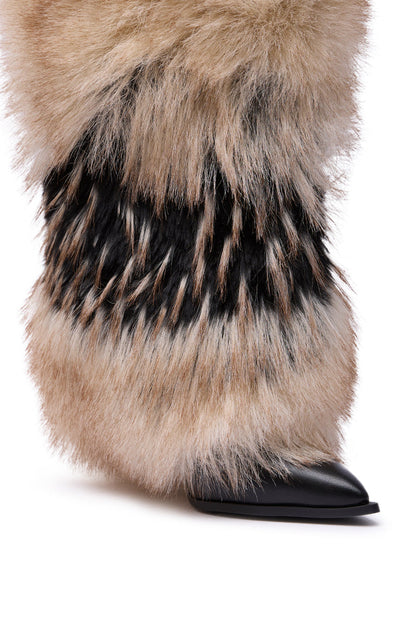 Multi Faux Fur Stiletto Boots