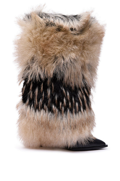 Multi Faux Fur Stiletto Boots