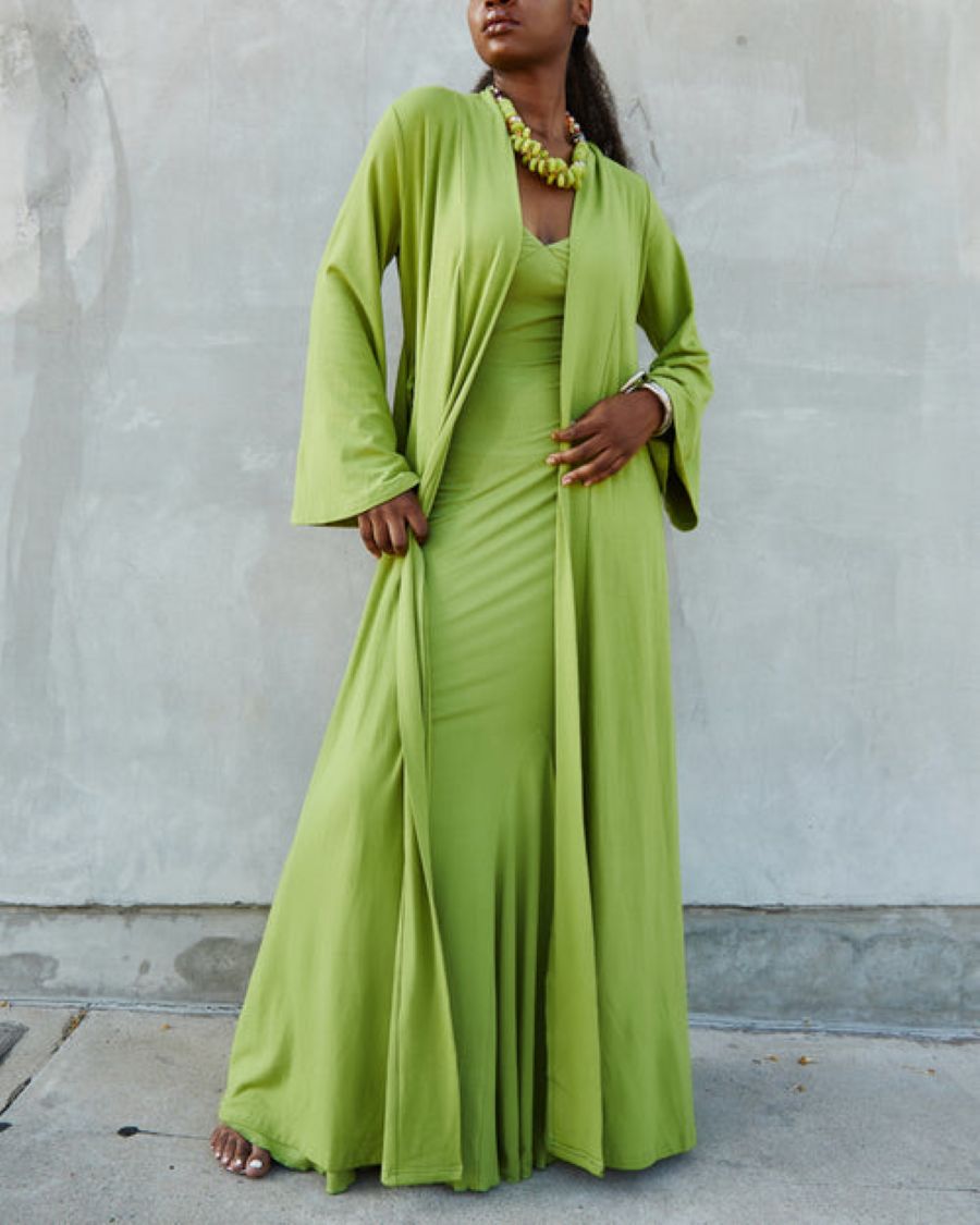 Olive Green Soft Two-piece Nightgown