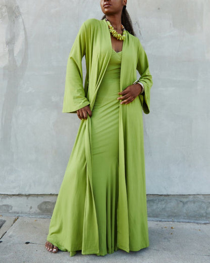 Olive Green Soft Two-piece Nightgown